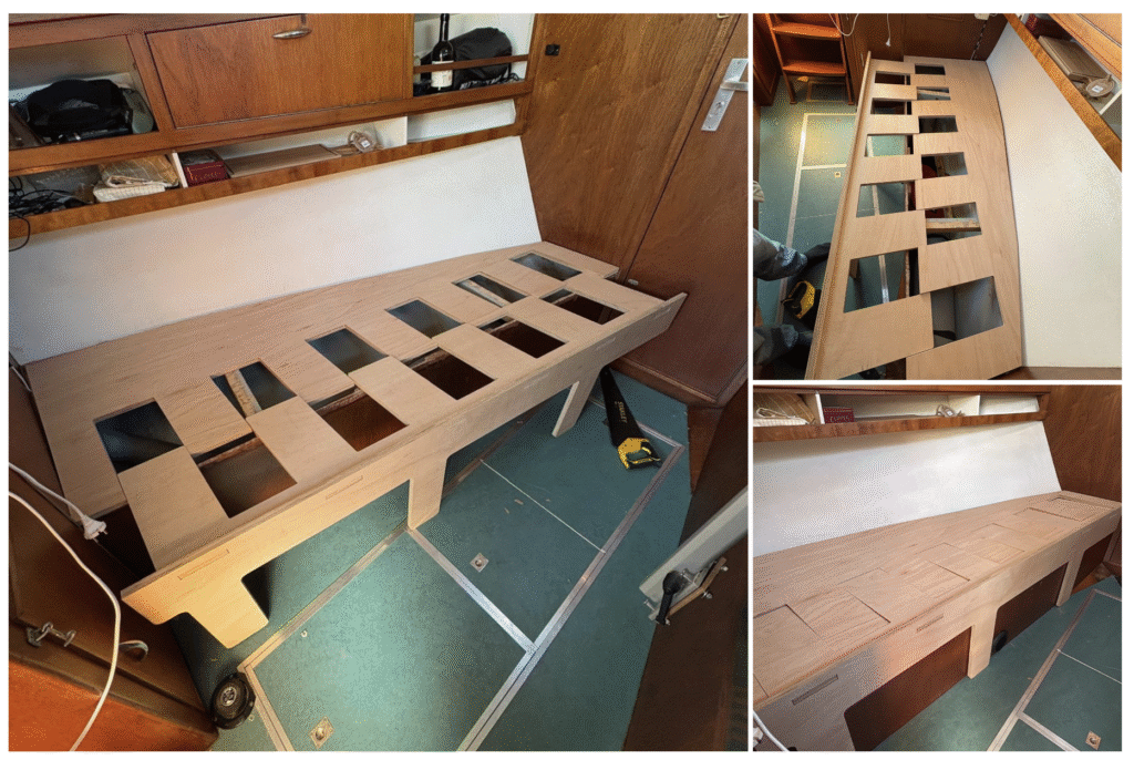 Uitschuifbaar houten bed frame voor camper en woonboot