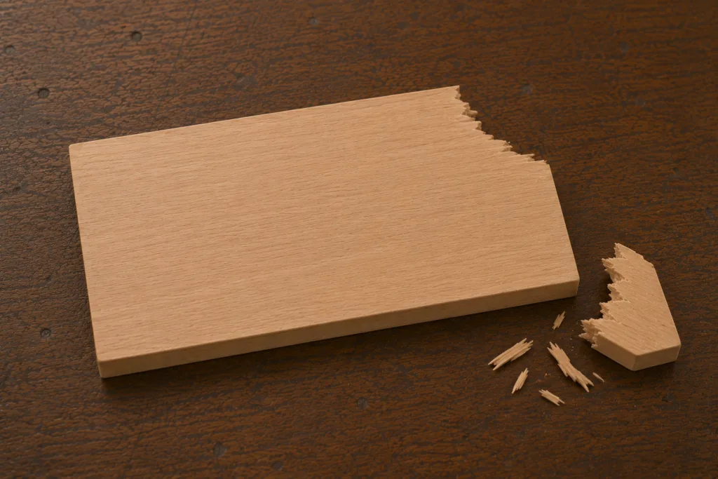 Houten Plankje Met De Hoek Eraf Gescheurd Oif Gebroken