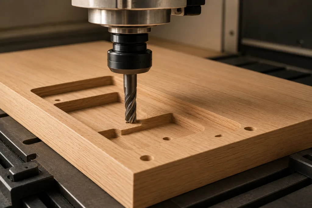 Langzaam En Gecontrolleerd Frezen Van Houtuen Onderdeel Voor Optimale Kwaliteit Bij De Firma Cnc In Utrecht