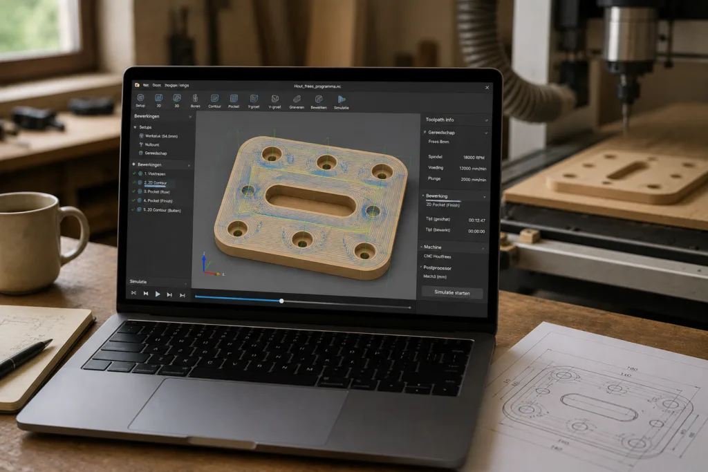 Machinepad Bewekring Voor Hout Frezen Van Onderdeel Op De Productie Locatie Waar Toleranties En Offsets Kunnen Owrden Toegepast