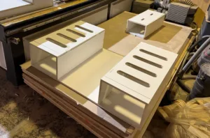Volkswagen IB Buzz Camper Box Op Maat Van Lichtgewicht Wit Berken Multiplex Gemaakt Door De Firma Cnc In Utrecht